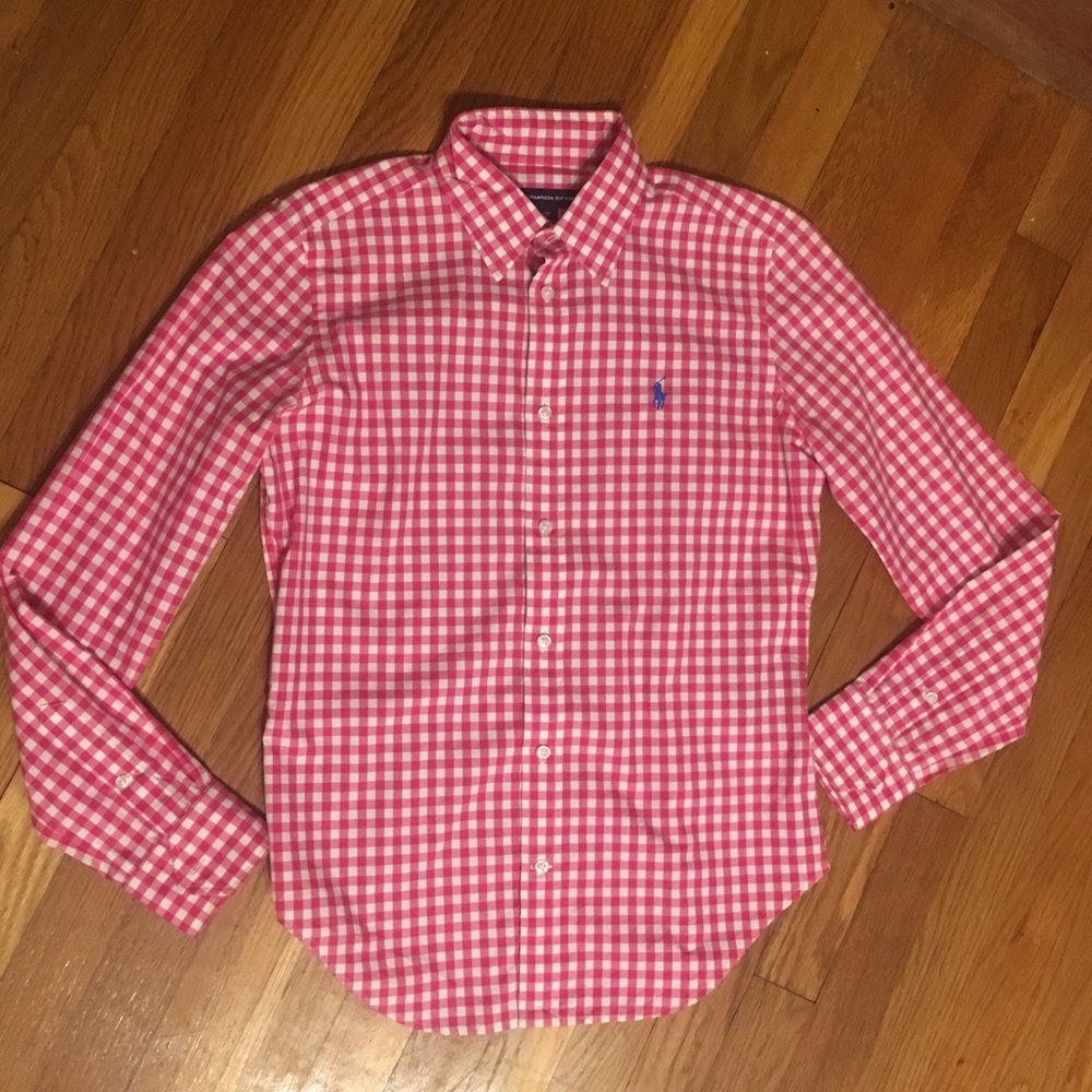 PREPPY PINK AND WHITE RALPH LAUREN BUTTON DOWN